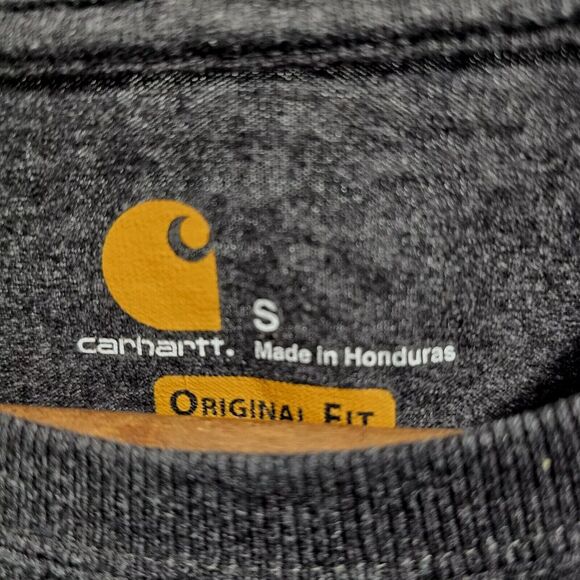 Carhartt T Shirt Mens Small Grey Pocket Tee Long Sleeve Original Fit Mercedes - Picture 3 of 11